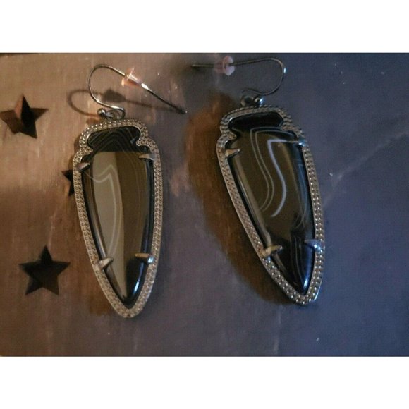 Kendra Scott Black Agate Gunmetal Sky Earrings